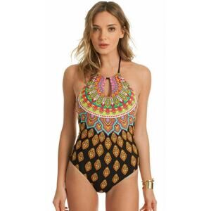 Trina‎ Turk Moroccan Medallion Halter one pc Swimsuit NWOT sz 10
